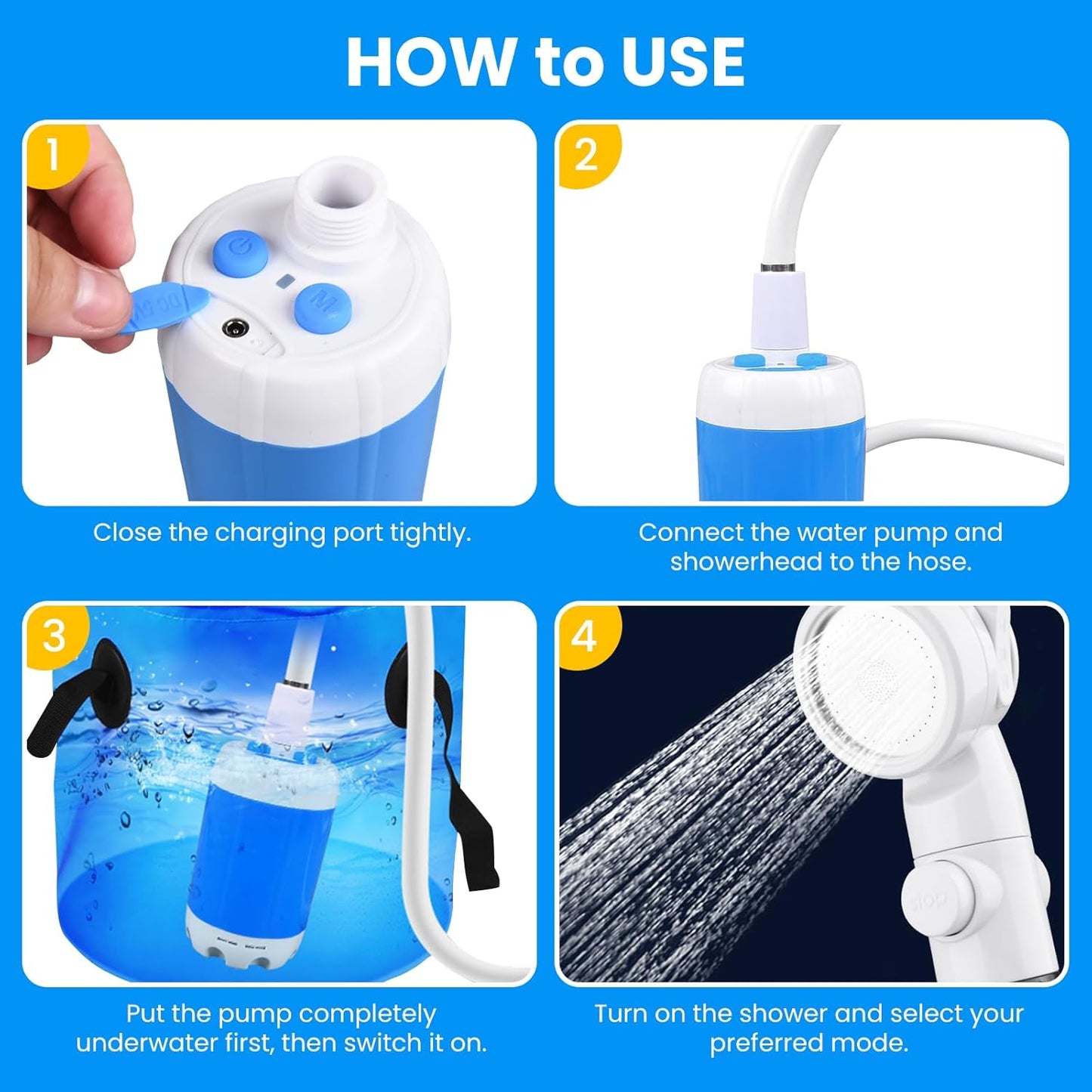 HydroGo™ | Portable water pressure for cleaning up, showering and more!